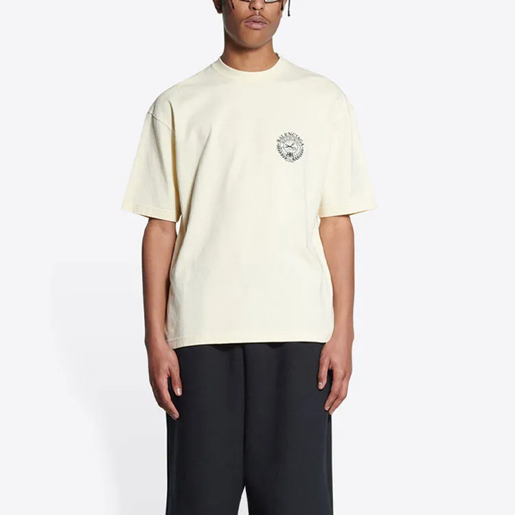 Balenciaga Scissor Crest Logo Short Sleeve T-Shirt 'Cream' 612966TMVA29069 sold by KicksCrew product image thumbnail 4