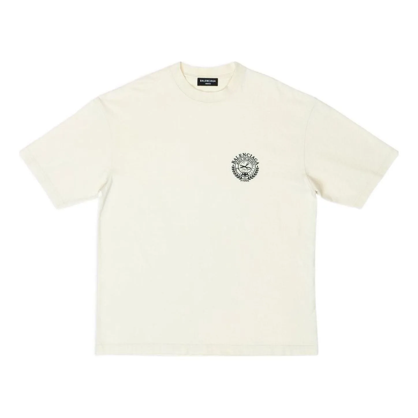 Balenciaga Scissor Crest Logo Short Sleeve T-Shirt 'Cream' 612966TMVA29069 sold by KicksCrew