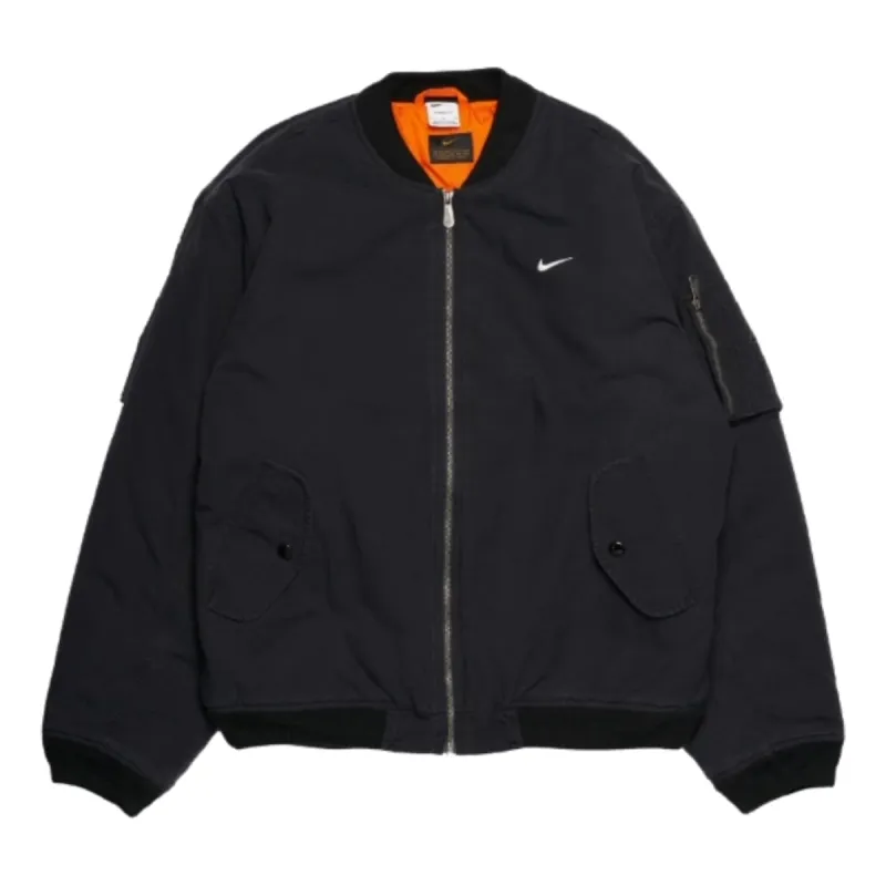 Nike Life Woven Flight Jacket 'Black White' DX0681-010 sold by KicksCrew