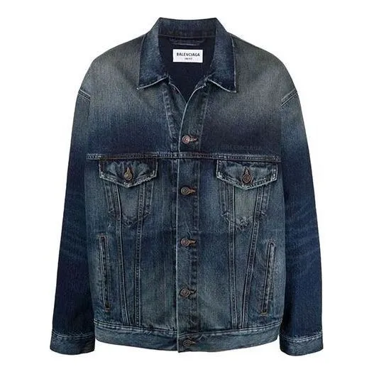 Balenciaga Embroidered Logo Denim Jacket 'Blue' 671889TJW754021 sold by KicksCrew