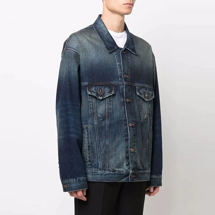 Balenciaga Embroidered Logo Denim Jacket 'Blue' 671889TJW754021 sold by KicksCrew product image thumbnail 4