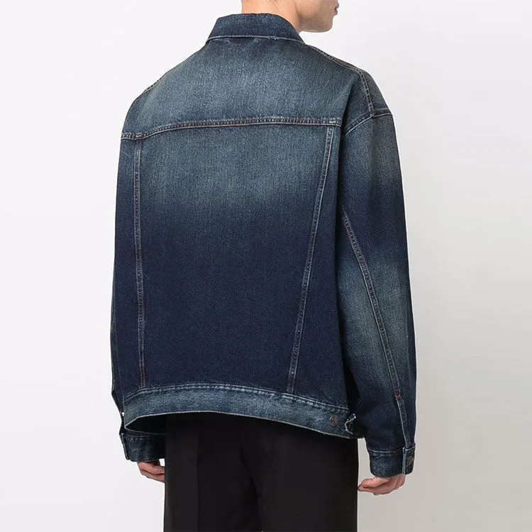 Balenciaga Embroidered Logo Denim Jacket 'Blue' 671889TJW754021 sold by KicksCrew product image thumbnail 3