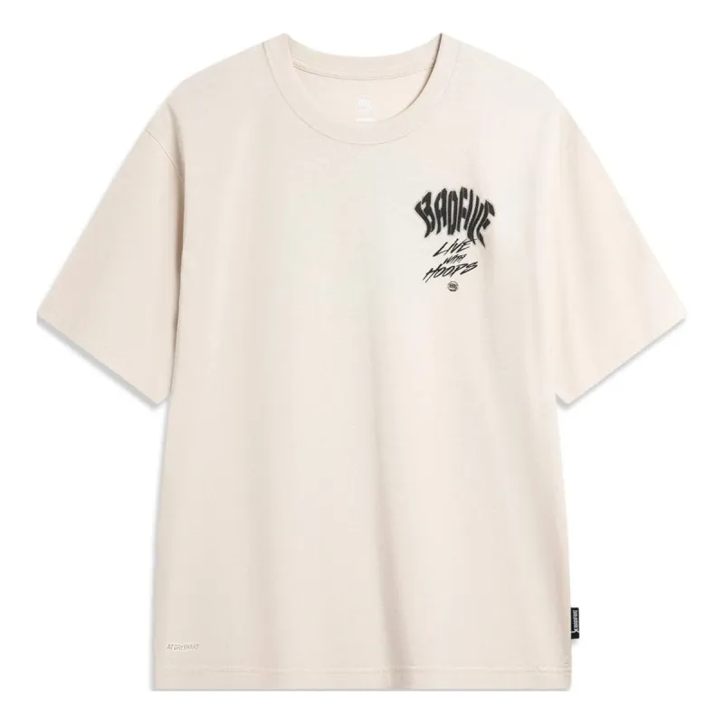 Li-Ning BadFive Hoops Graphic T-shirt 'Beige' AHSU423-6 sold by KicksCrew