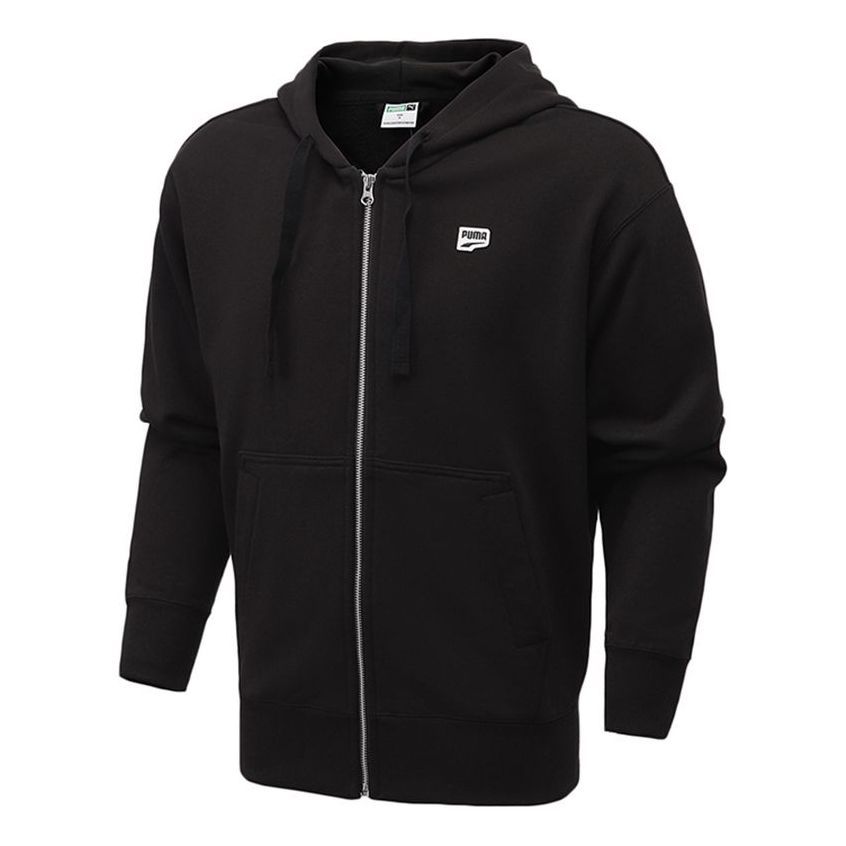 Puma Downtown Hooded Jacket 'Black White' 531427-01 sold by KicksCrew