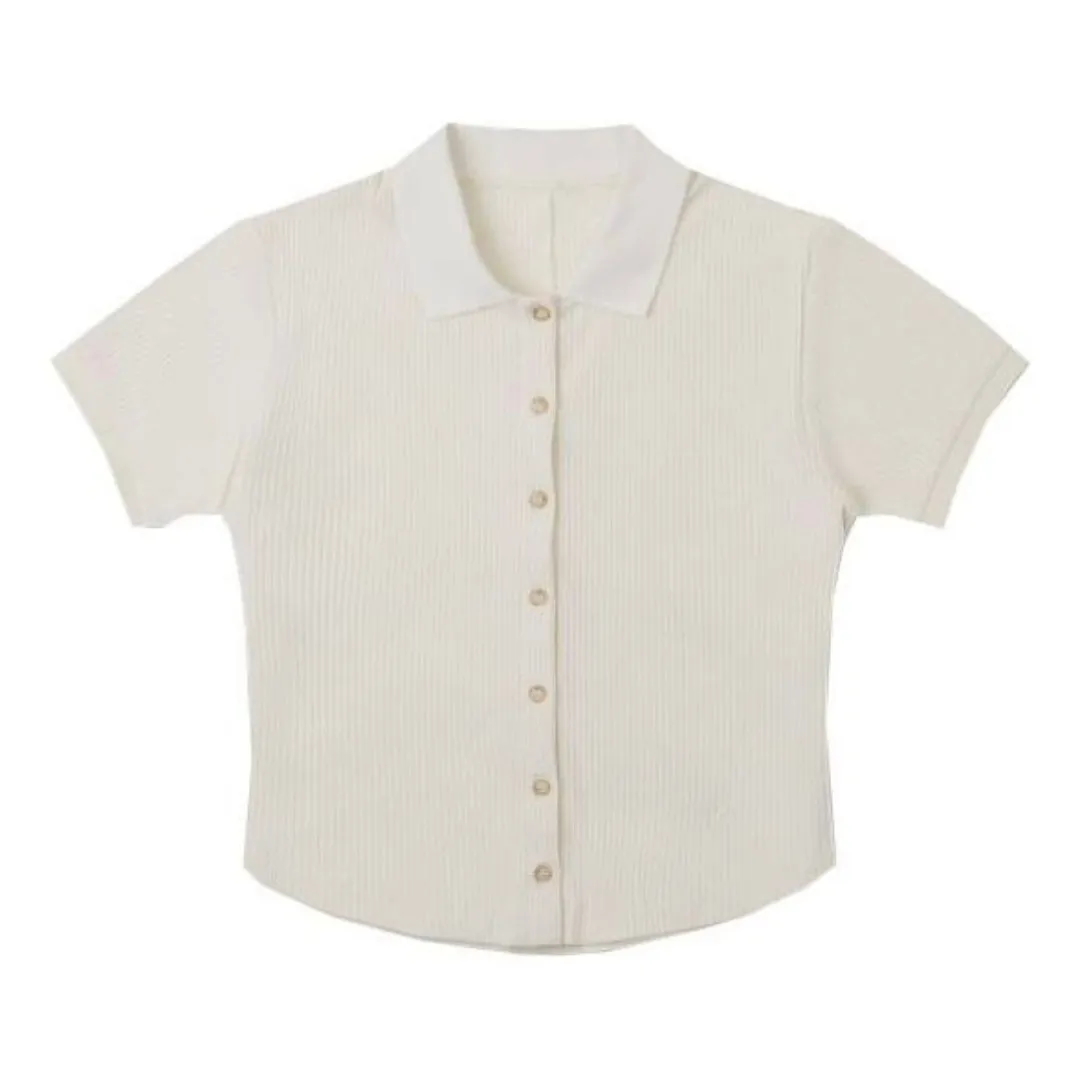 (WMNS) Converse Gradient Letter Embroidery Polo Shirt 'White' 10027237-A01 sold by KicksCrew