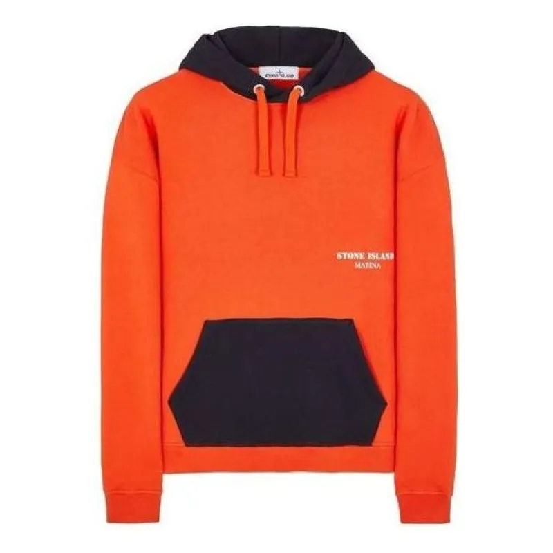 STONE ISLAND Color blocked Hoodie 'Orange Black' 7915651X6-V0037 sold by KicksCrew