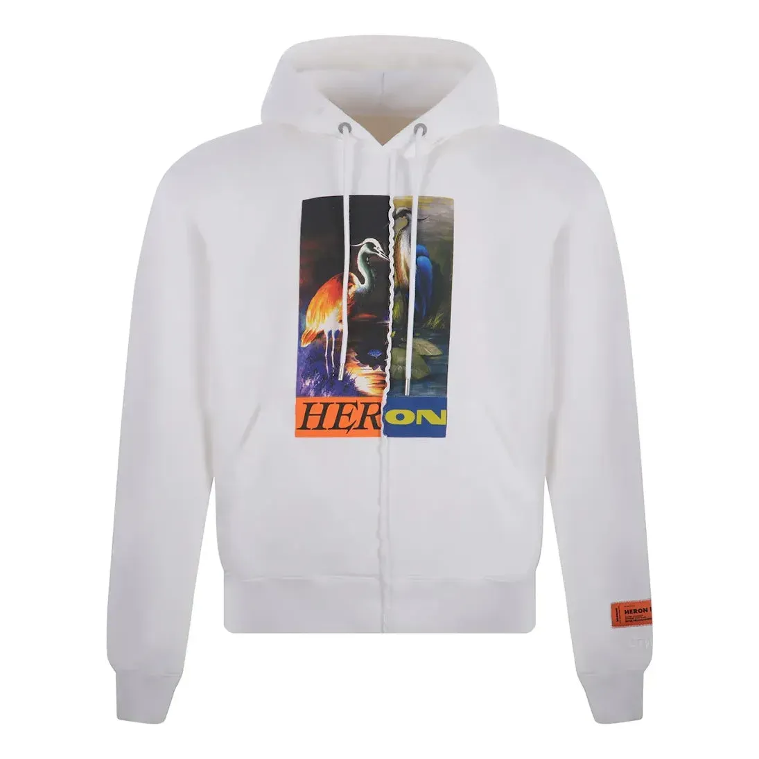HERON PRESTON Split Herons Hoodie 'White Orange Multi' HMBB021F21JER0010122 sold by KicksCrew