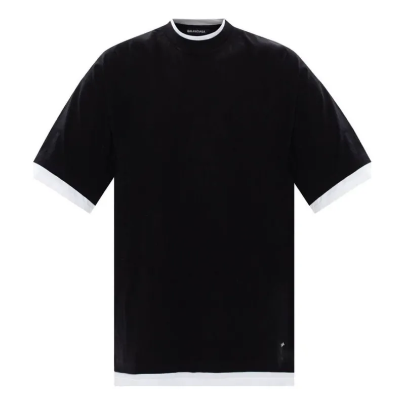 Balenciaga Layered T-shirt Oversized 'Black White' 644693TIVG61070 sold by KicksCrew