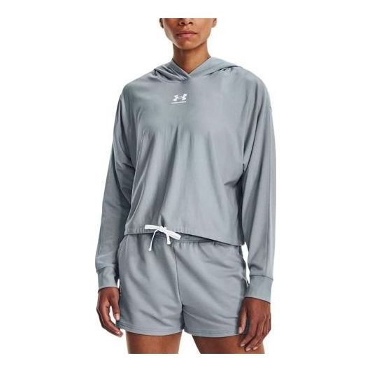 (WMNS) Under Armour Rival Terry Oversized Hoodie 'Blue Grey' 1376992-465 sold by KicksCrew