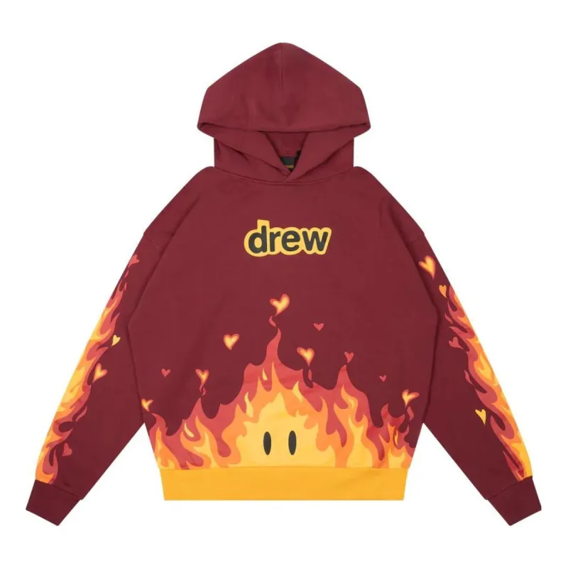 Drew House Fire Hoodie 'Burgundy' DR-FW22-203 sold by KicksCrew