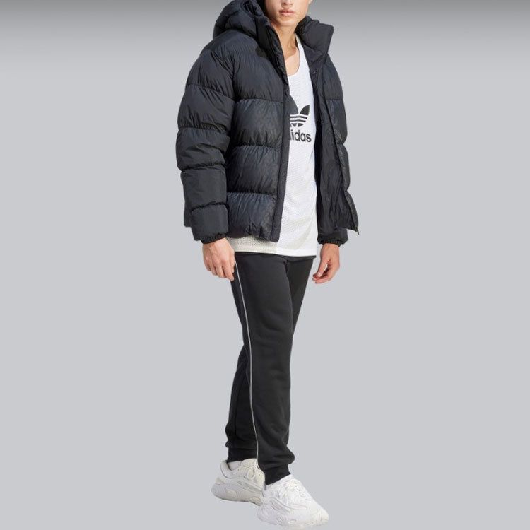 adidas originals Down Regen Monogram Hooded Puffer Jacket 'Black' HZ0681 sold by KicksCrew product image thumbnail 3