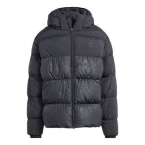 adidas originals Down Regen Monogram Hooded Puffer Jacket 'Black' HZ0681 sold by KicksCrew