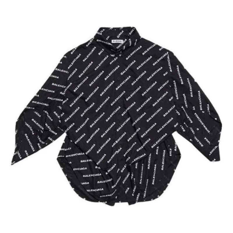 (WMNS) Balenciaga Typo Logo-Print Long Sleeve Shirt 'Black' 671663TLLJ11070 sold by KicksCrew