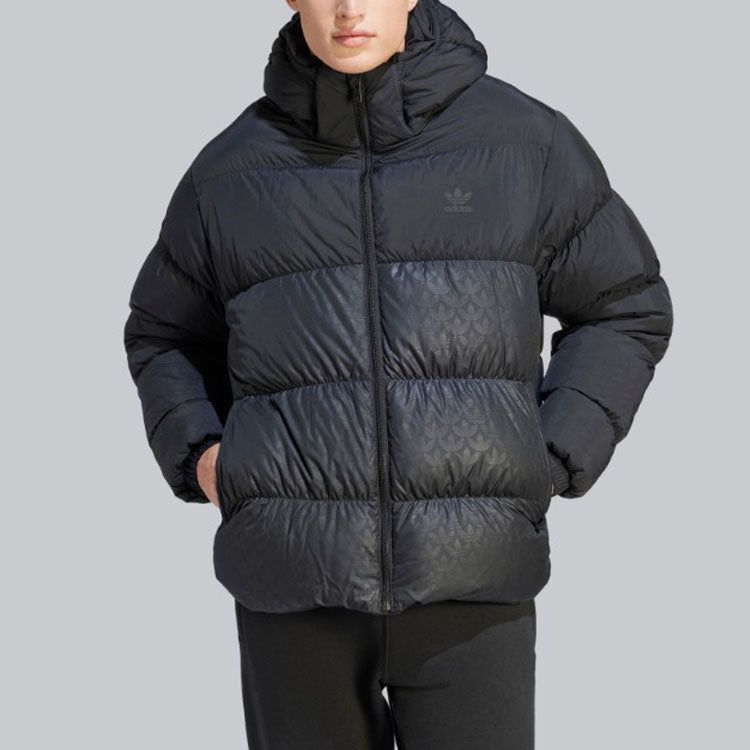 adidas originals Down Regen Monogram Hooded Puffer Jacket 'Black' HZ0681 sold by KicksCrew product image thumbnail 2