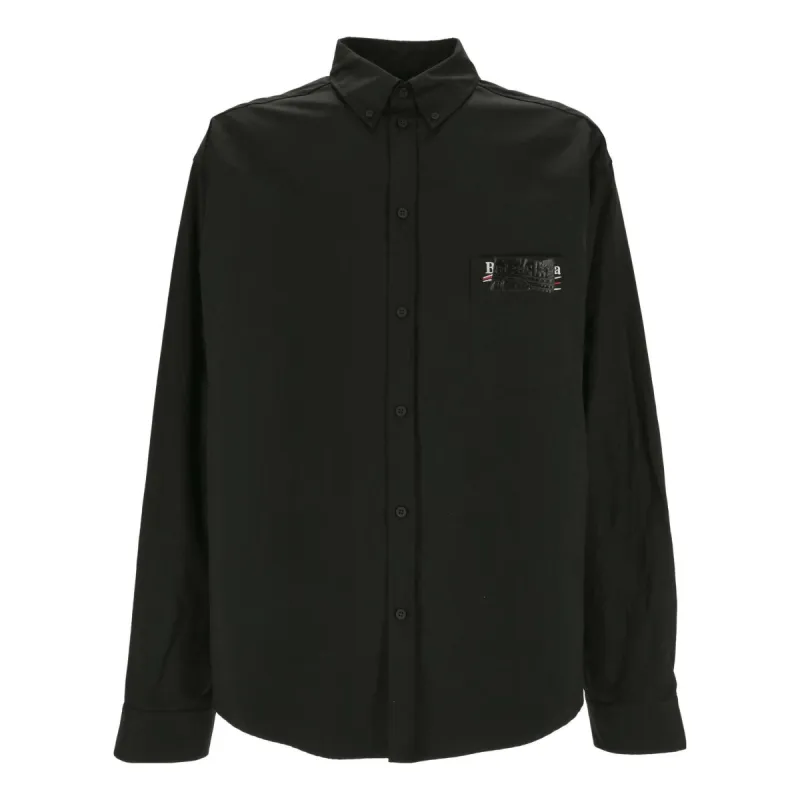 Balenciaga Gaffer Long Sleeve Shirt Large Fit 'Black' 719874TYB181000 sold by KicksCrew