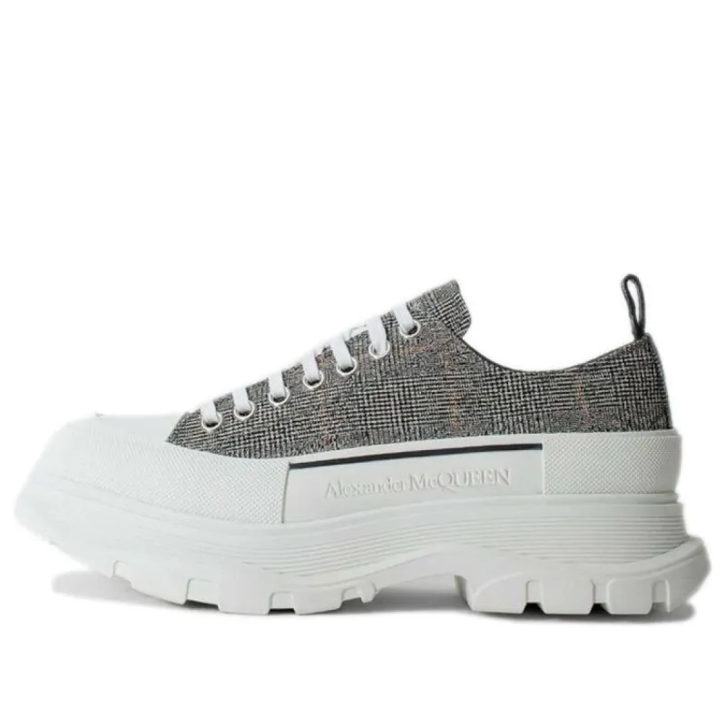 (WMNS) Alexander McQueen Tread Slick Plaid Lace-Up Sneakers 'Black White' 652757W4PE11071 sold by KicksCrew