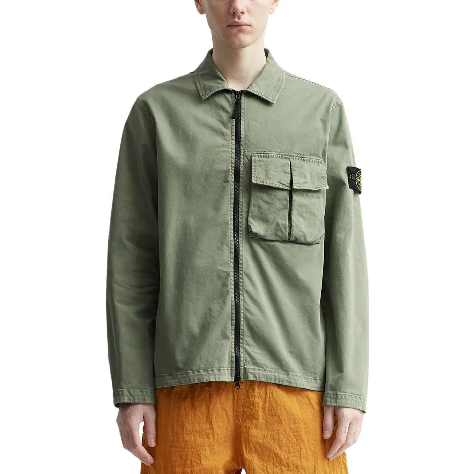 STONE ISLAND Compass-Patch Zipped Shirt Jacket 'Green' 781510304-V0155 sold by KicksCrew product image thumbnail 3