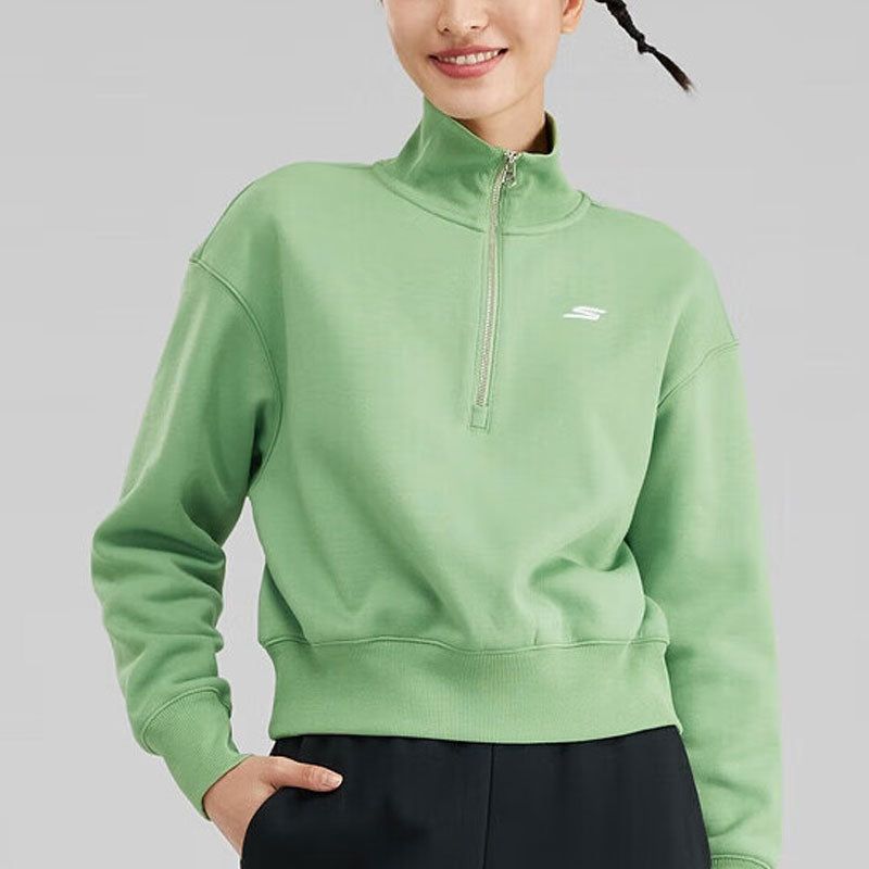 (WMNS) Skechers Logo Printed Crew Sweater 'Green' P423W139-01DP sold by KicksCrew product image thumbnail 3