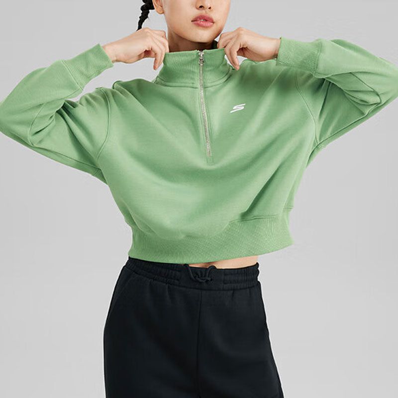 (WMNS) Skechers Logo Printed Crew Sweater 'Green' P423W139-01DP sold by KicksCrew product image thumbnail 4