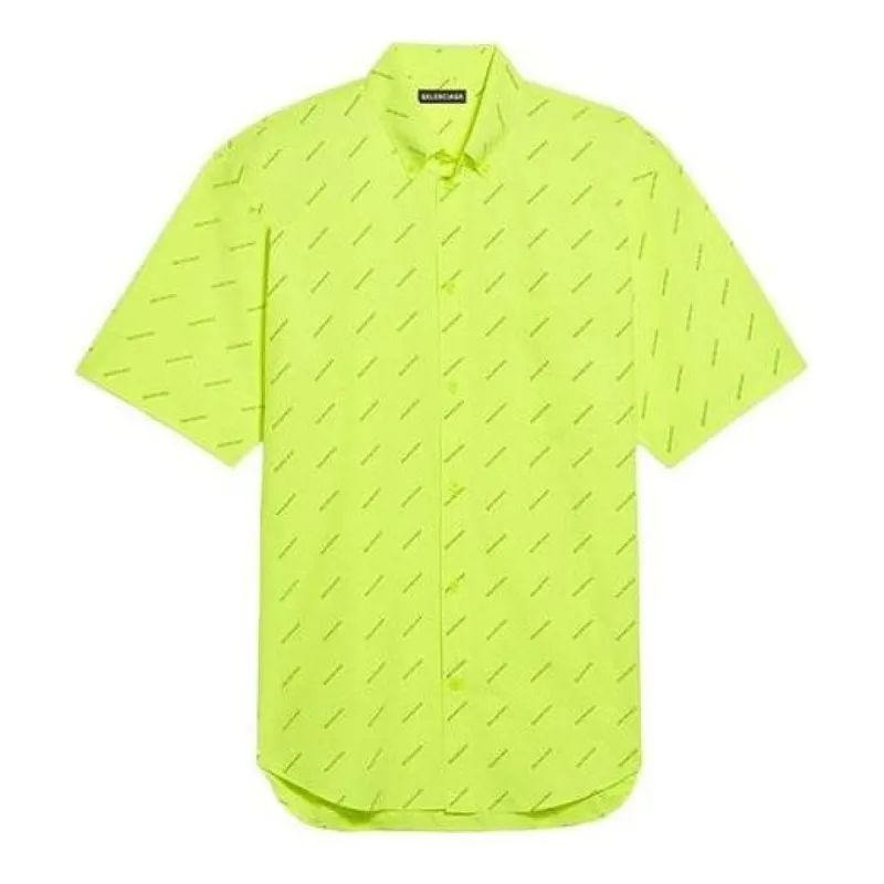 Balenciaga All Over Logo Shirt 'Neon Yellow' 534332TILX67110 sold by KicksCrew