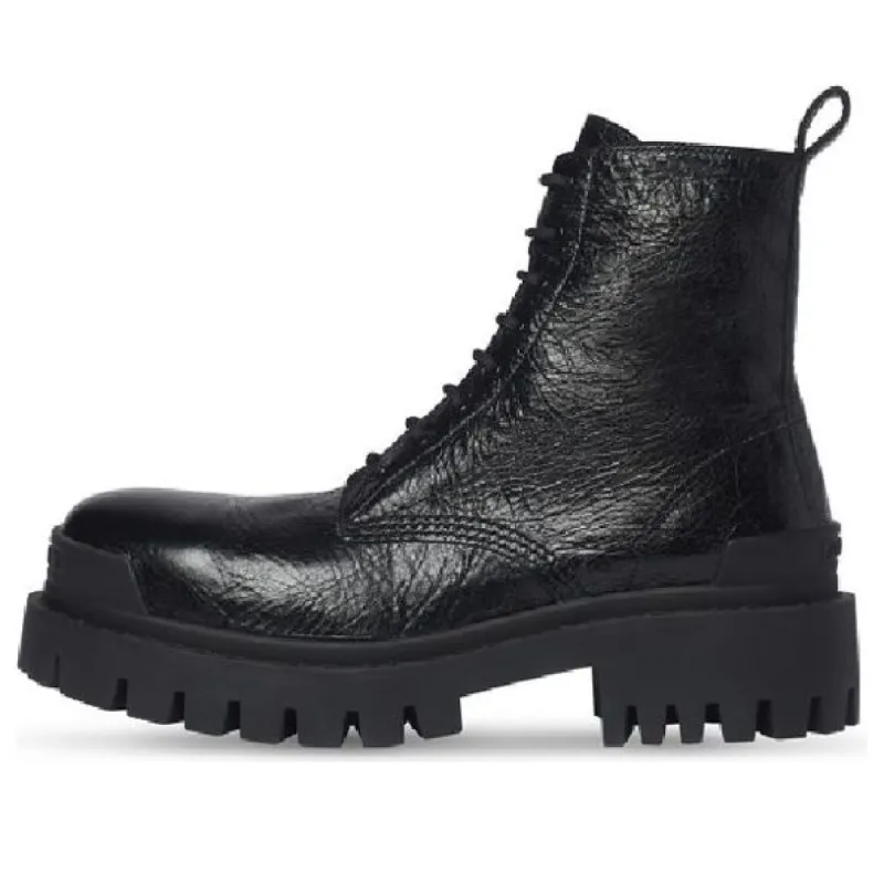 (WMNS) Balenciaga Strike Lace Up Boots 'Black Lambskin' 590974WAD401000 sold by KicksCrew