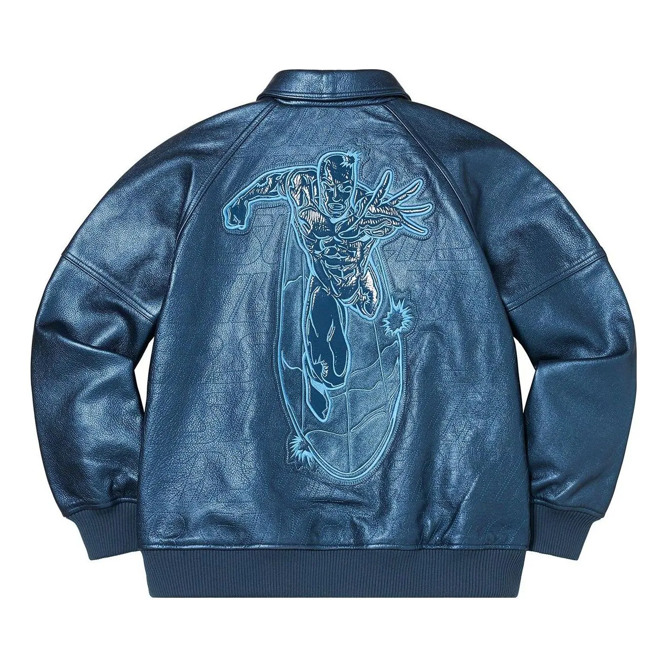 Supreme Silver Surfer Leather Varsity Jacket 'Blue' SUP-SS22-366 sold by KicksCrew product image thumbnail 2