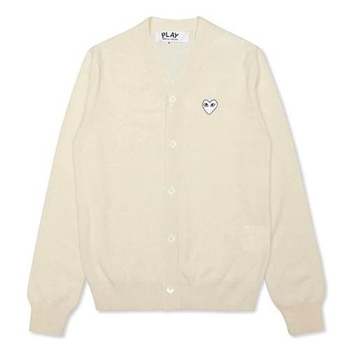 COMME des GARCONS PLAY Cardigan White Emblem 'Natural' AZ-N066-051-3 sold by KicksCrew