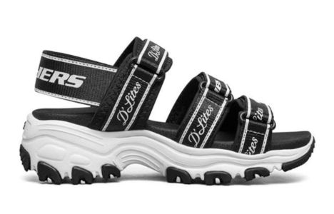 (GS) Skechers Dlites Sandals 'Black White' 664167L-BLK sold by KicksCrew