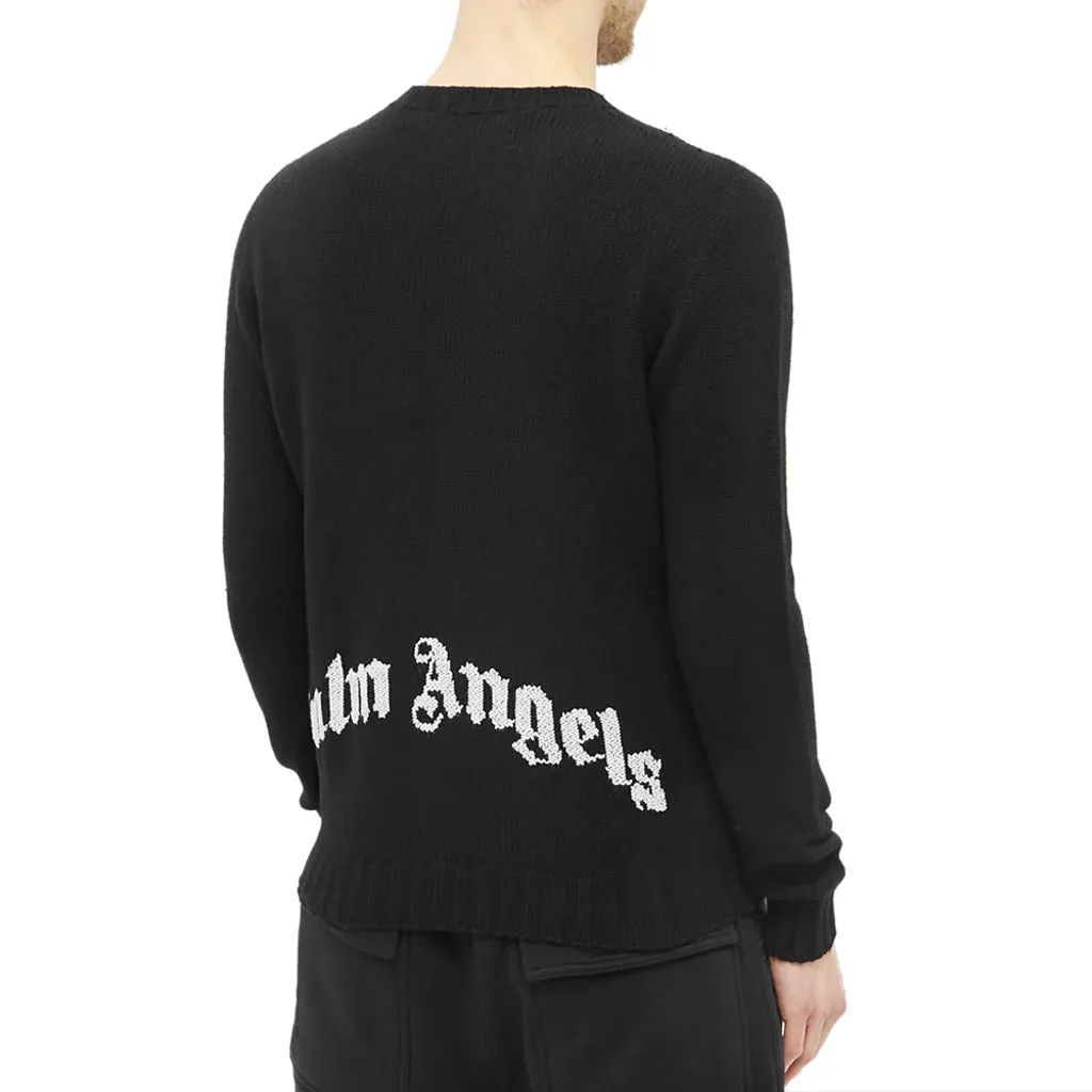 Palm Angels Wool Back Embroidered Logo Crew Knit 'Black' PMHE027F20KNI0011001 sold by KicksCrew product image thumbnail 2