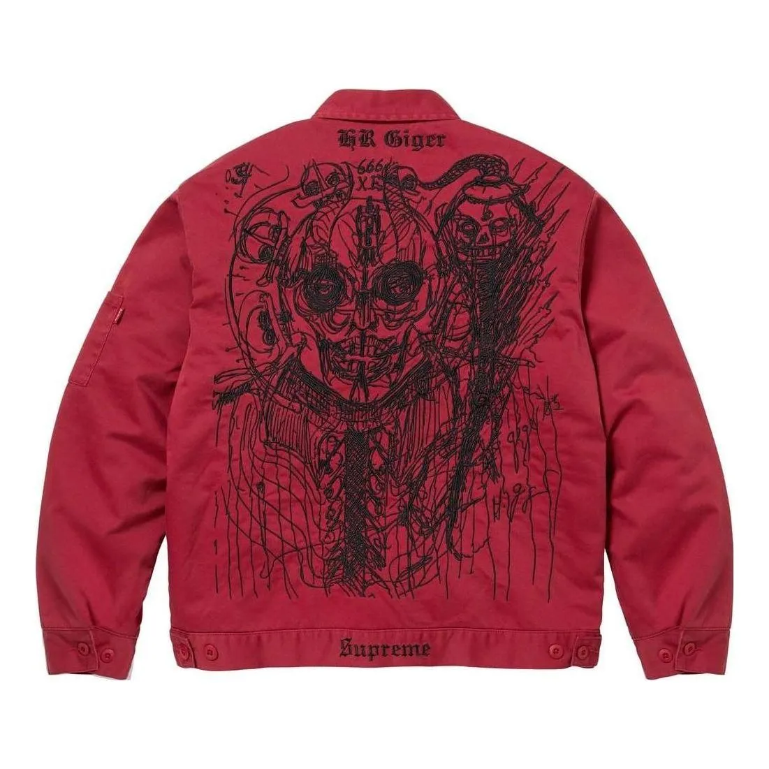 Supreme x H.R. Giger Embroidered Work Jacket 'Red Black' SUP-FW23-140 sold by KicksCrew product image thumbnail 2