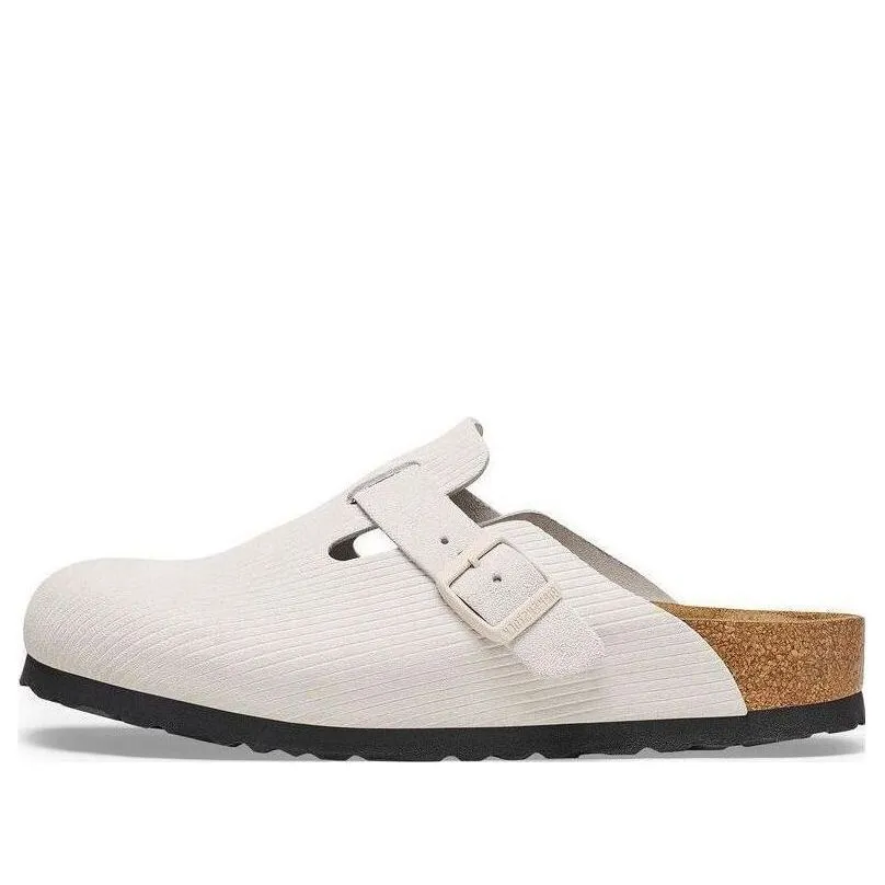 (WMNS) Birkenstock Boston Suede Leather Embossed 'Corduroy Antique White' 1025270 sold by KicksCrew