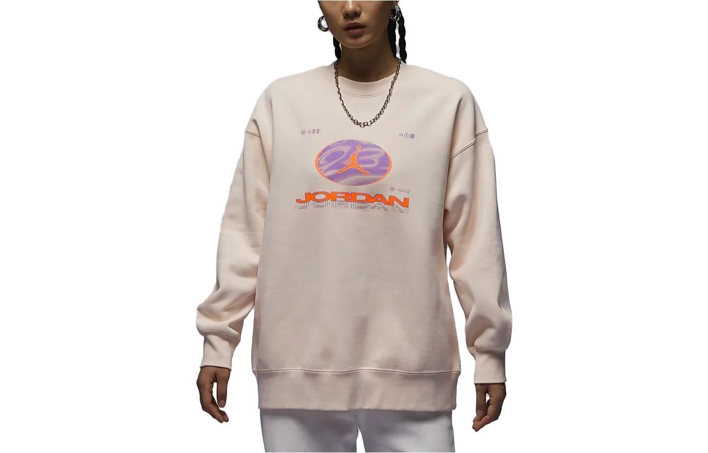 (WMNS) Air Jordan Fearless Fleece Sweatshirt Asia Sizing 'Orange Pink' FV4021-823 sold by KicksCrew product image thumbnail 2