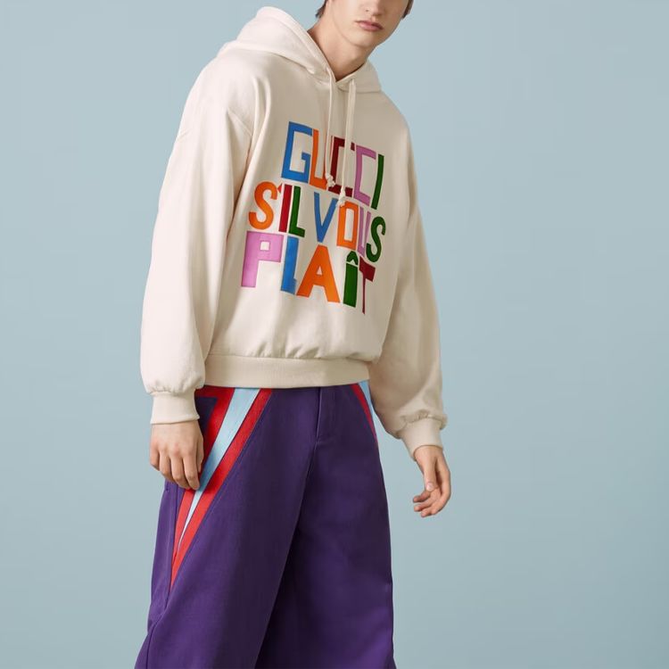 Gucci Felted cotton Hooded sweatshirt with patch 'Ivory' 721427-XJFFW-9162 sold by KicksCrew product image thumbnail 3