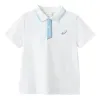 (GS) ASICS Polo T-shirt 'White Blue' 332241173031-10 sold by KicksCrew