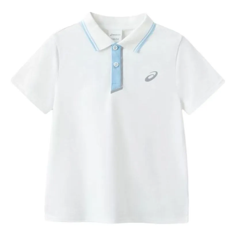 (GS) ASICS Polo T-shirt 'White Blue' 332241173031-10 sold by KicksCrew
