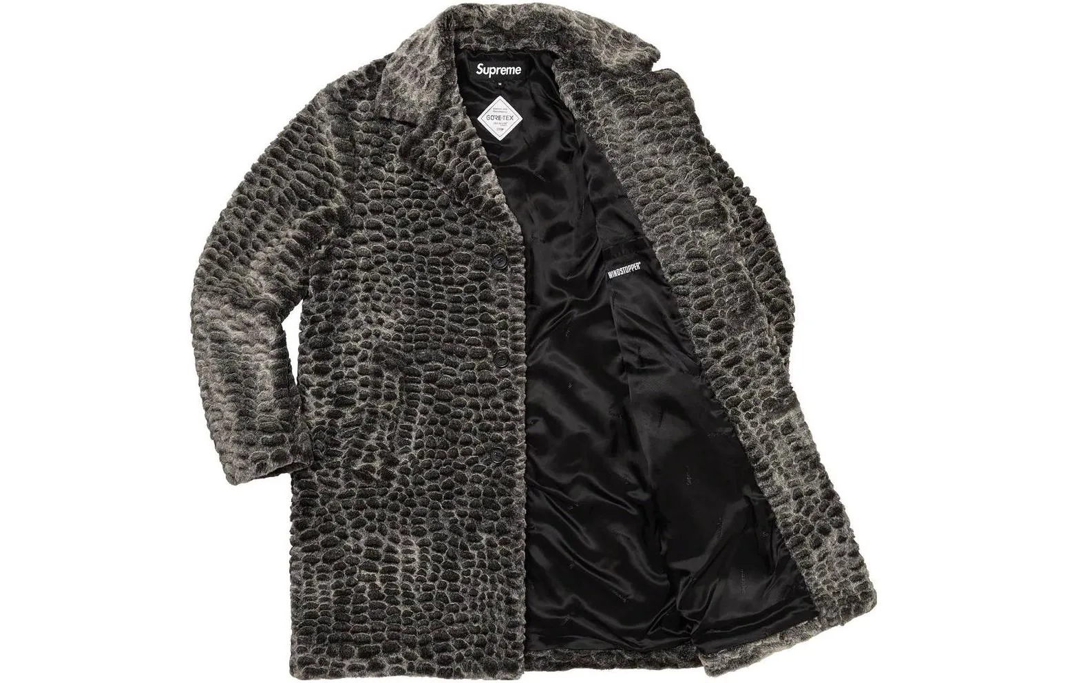 Supreme SS23 Week 2 Croc Faux Fur Overcoat 'Black' SUP-SS23-071 sold by KicksCrew product image thumbnail 3