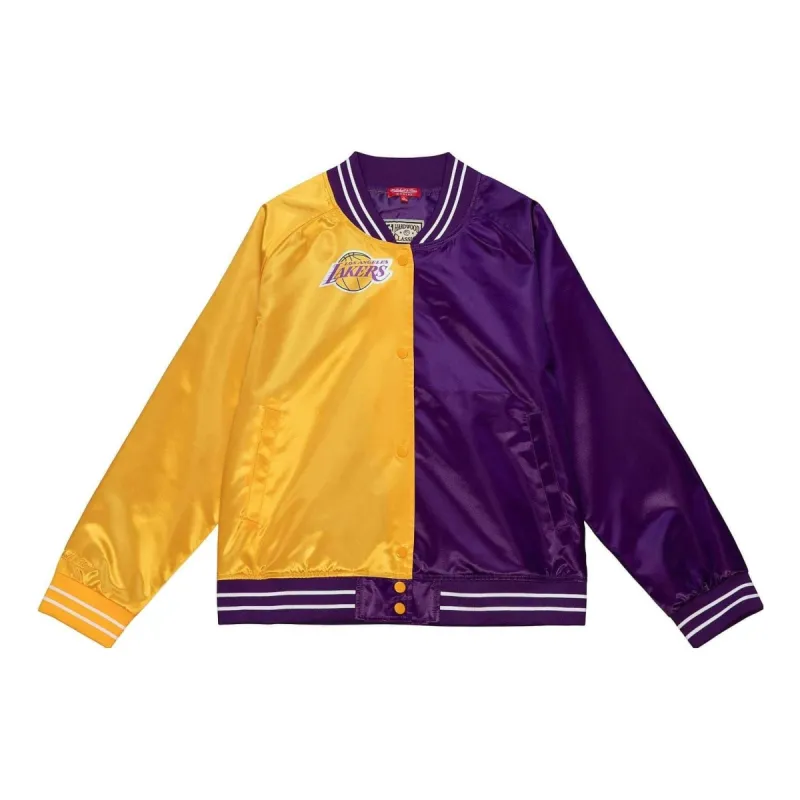 (WMNS) Mitchell & Ness x NBA Big Face Colorblock Jacket 'Los Angeles Lakers' OJBF4356-LALYYPPPYELL sold by KicksCrew