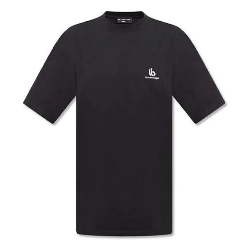Balenciaga Sporty B Logo T-Shirt Boxy Fit 'Black' 681045TLVN11070 sold by KicksCrew