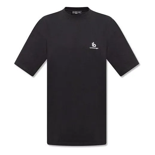 Balenciaga Sporty B Logo T-Shirt Boxy Fit 'Black' 681045TLVN11070 sold by KicksCrew