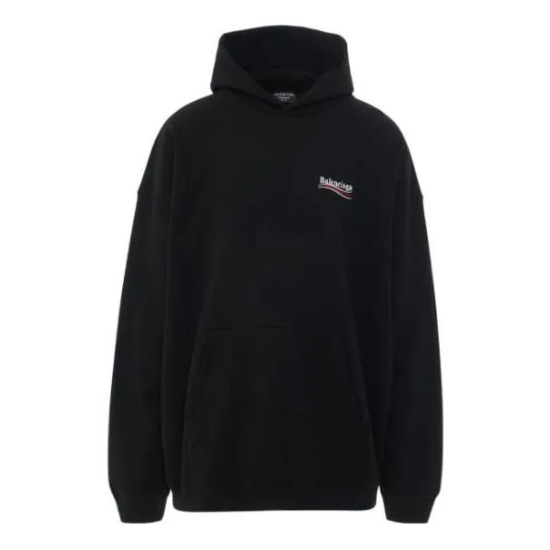 Balenciaga Embroidered Political Campaign Oversized Hoodie 'Black' 620973TKVI91070 sold by KicksCrew