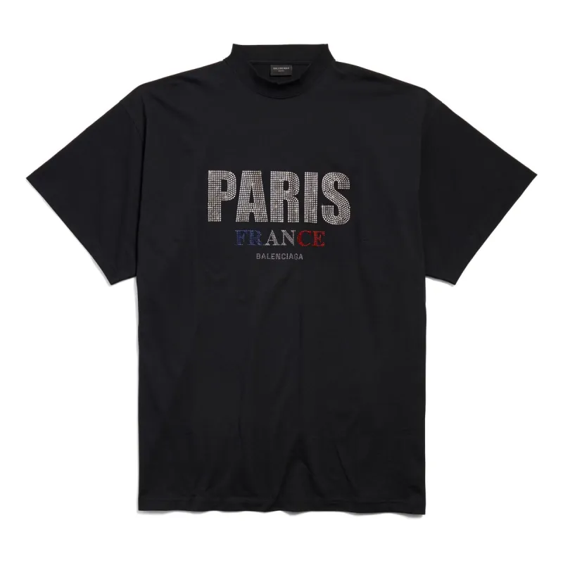 BALENCIAGA Paris Tシャツ レディース WMNS) Balenciaga Paris Strass T-shirt Oversized 'Black
