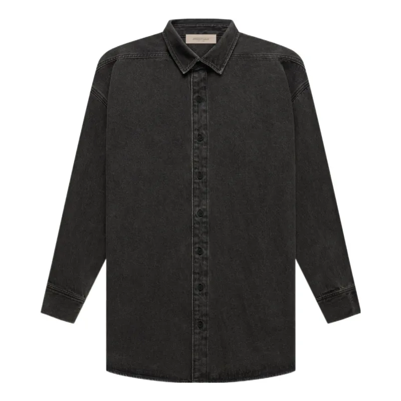 Fear of God Essentials SS22 Long Sleeve Denim Shirt 'Black' FOG-SS22-460 sold by KicksCrew