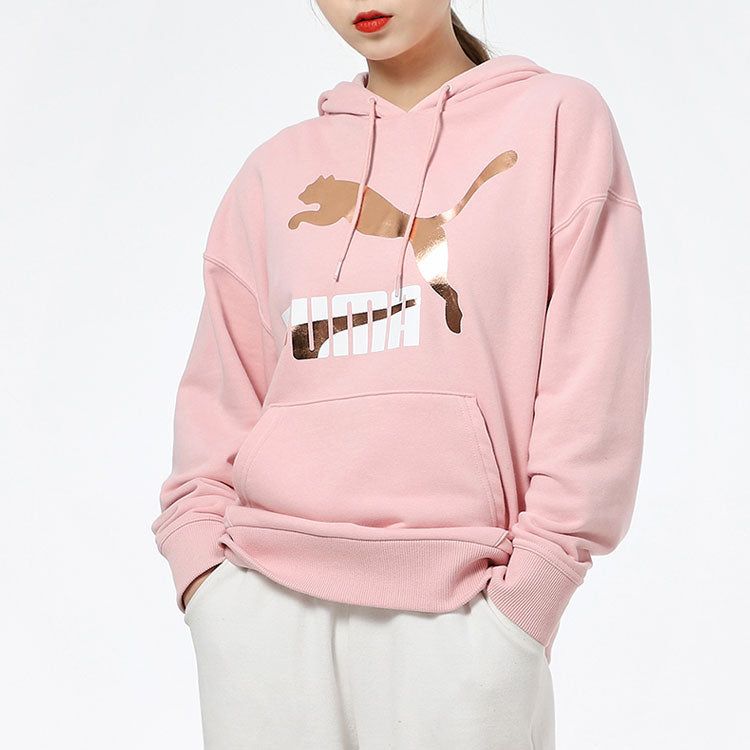 (WMNS) Puma Classics Logo Hoodie 'Pink Gold White' 531385-15 sold by KicksCrew product image thumbnail 5