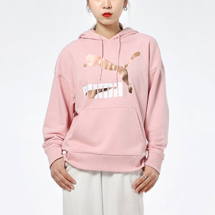 (WMNS) Puma Classics Logo Hoodie 'Pink Gold White' 531385-15 sold by KicksCrew product image thumbnail 3