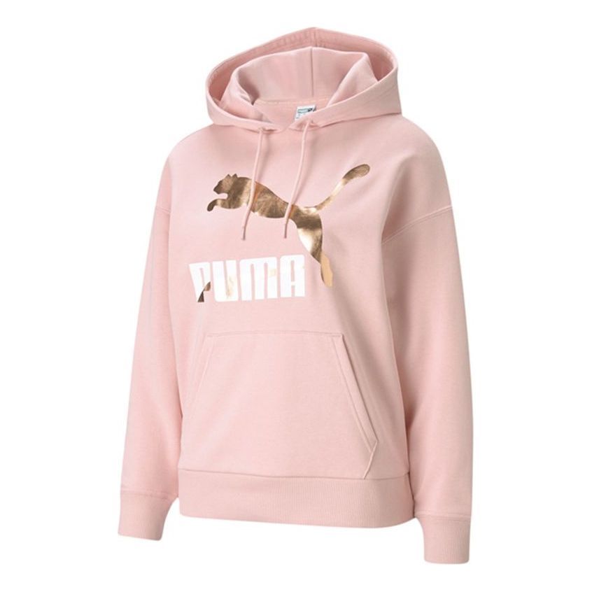 (WMNS) Puma Classics Logo Hoodie 'Pink Gold White' 531385-15 sold by KicksCrew