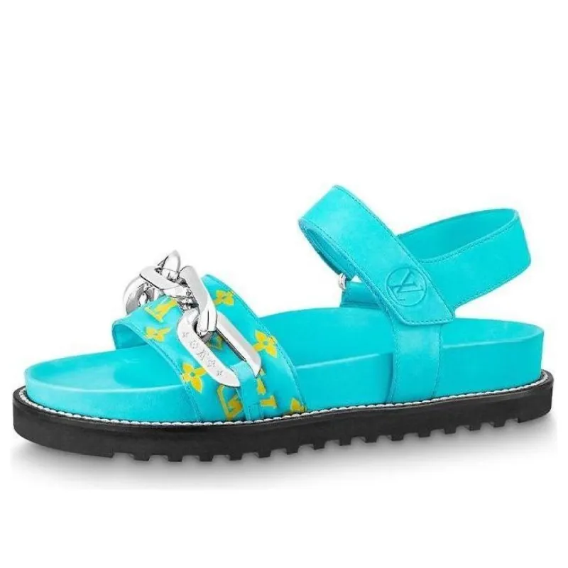 (WMNS) LOUIS VUITTON Paseo Comfort Flat Sandals 'Blue' 1A90QC sold by KicksCrew