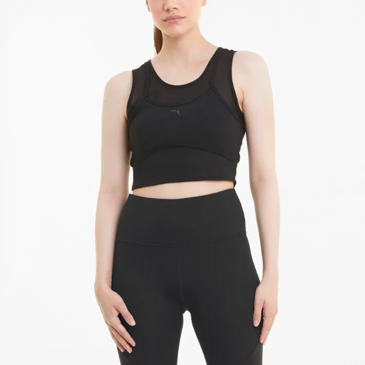 (WMNS) PUMA STUDIO Layered Crop Top 'Black' 520223-01 sold by KicksCrew product image thumbnail 3