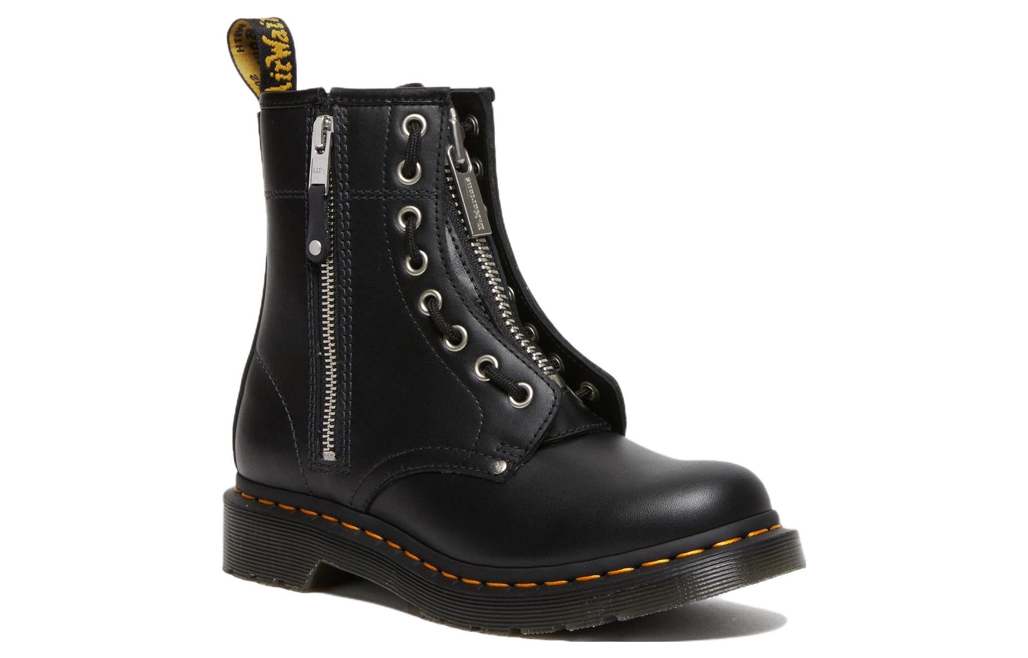 (WMNS) Dr. Martens 1460 Double Zip Leather Lace Up Boots 'Black' 27629001 sold by KicksCrew product image thumbnail 2