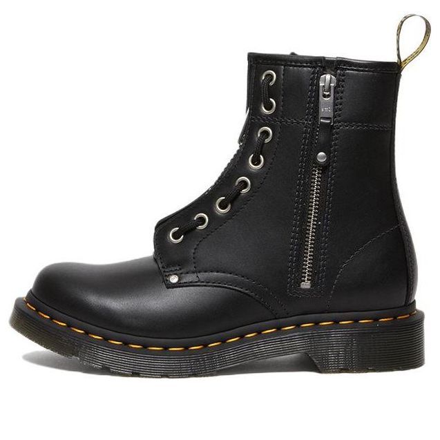 (WMNS) Dr. Martens 1460 Double Zip Leather Lace Up Boots 'Black' 27629001 sold by KicksCrew