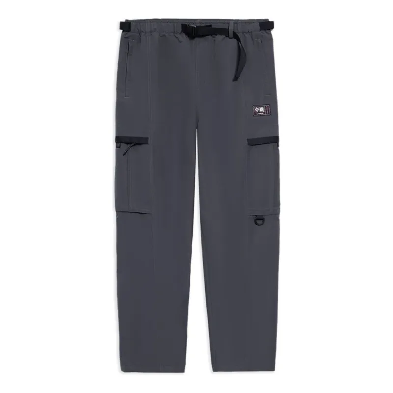 Li-Ning Label Logo Cargo Pants 'Smoke Grey' AKXS805-3 sold by KicksCrew